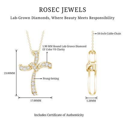 Certified Lab Grown Diamond Catholic Cross Pendant