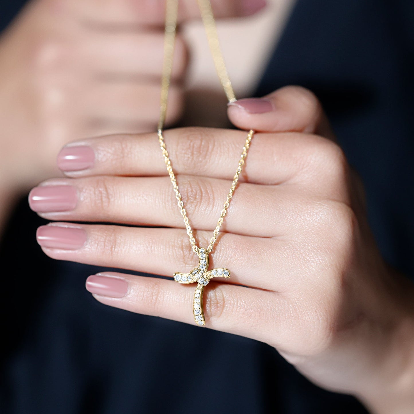 Certified Lab Grown Diamond Catholic Cross Pendant