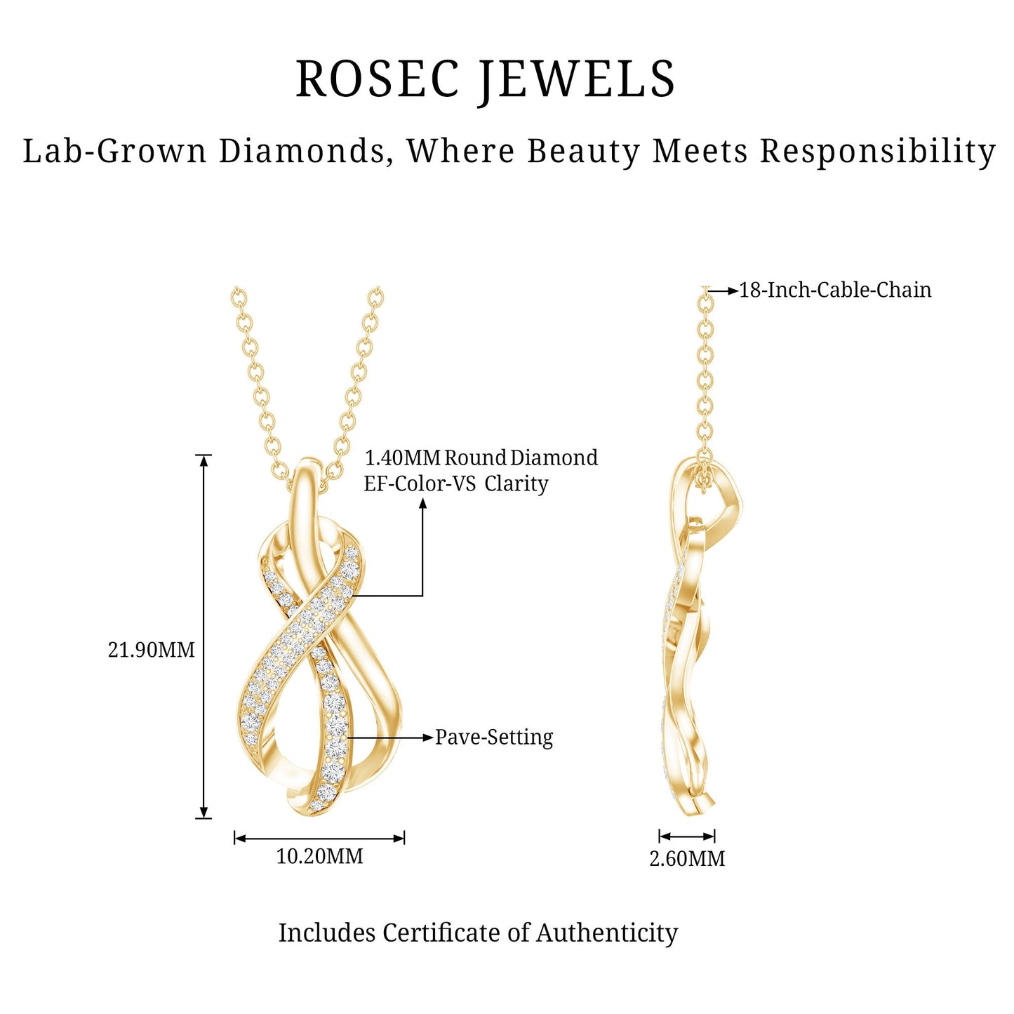 Certified Lab Grown Diamond Infinity Loop Necklace