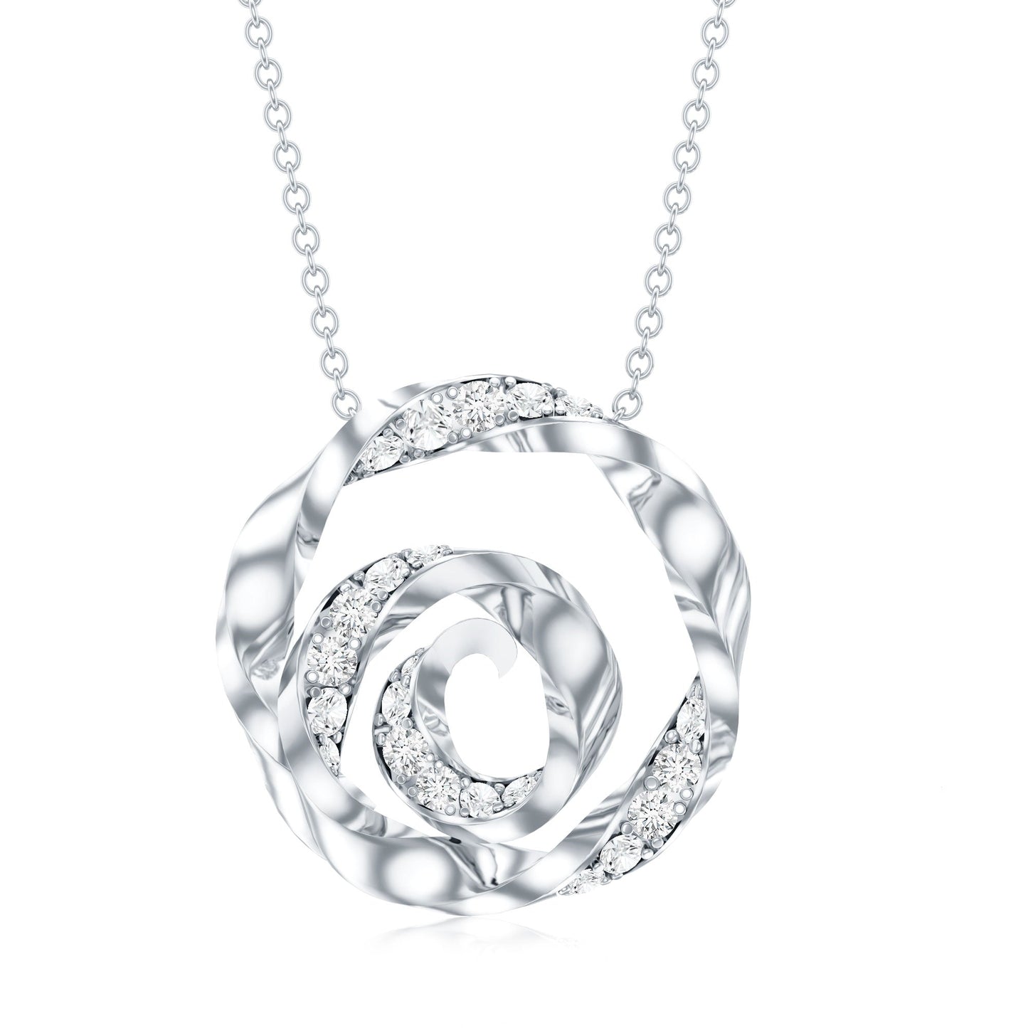 Lab Grown Diamond Pave Set Swirl Pendant Necklace