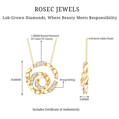 Lab Grown Diamond Pave Set Swirl Pendant Necklace
