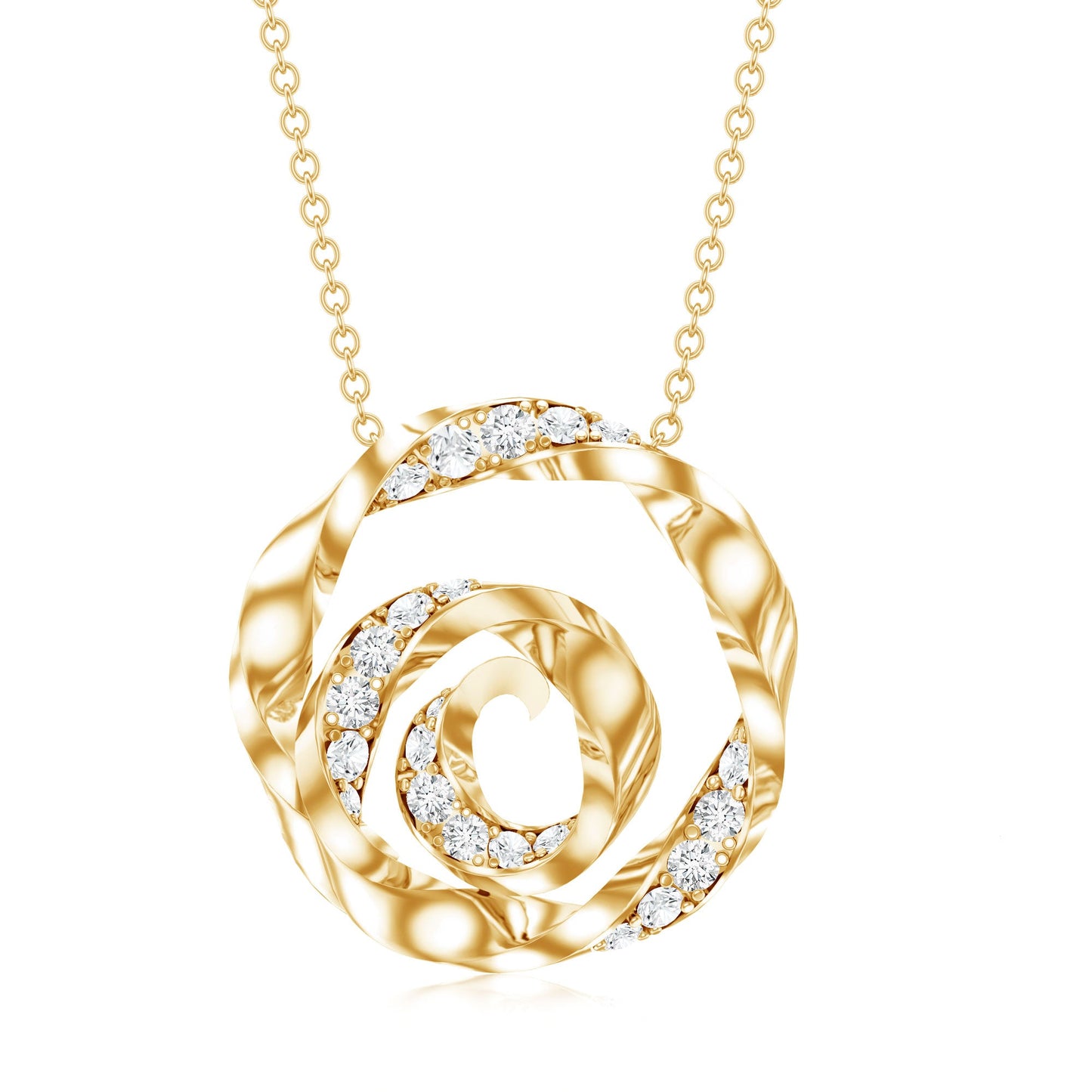 Lab Grown Diamond Pave Set Swirl Pendant Necklace