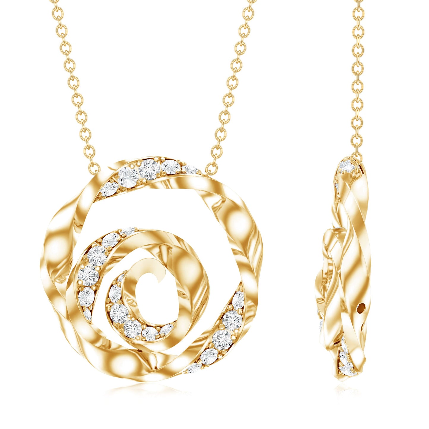 Lab Grown Diamond Pave Set Swirl Pendant Necklace