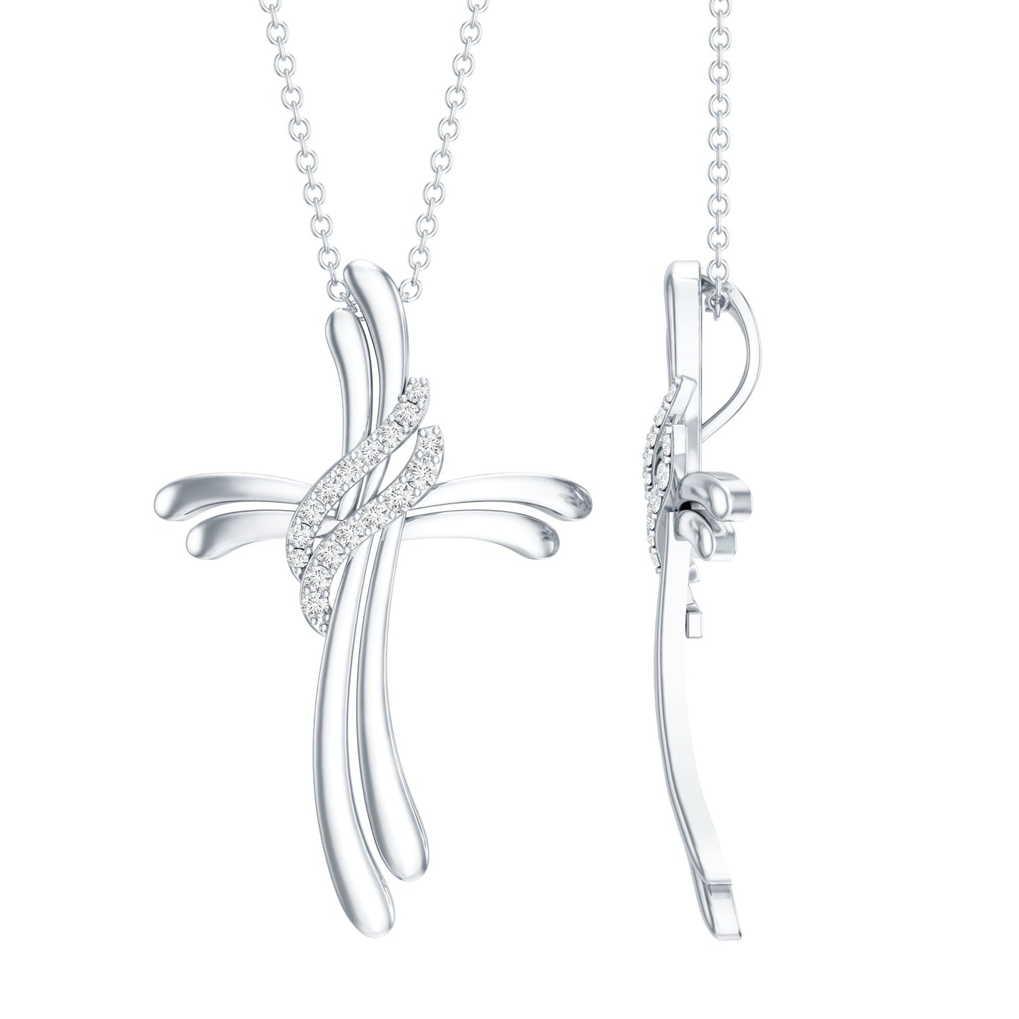 Lab Grown Diamond Designer Catholic Cross Necklace