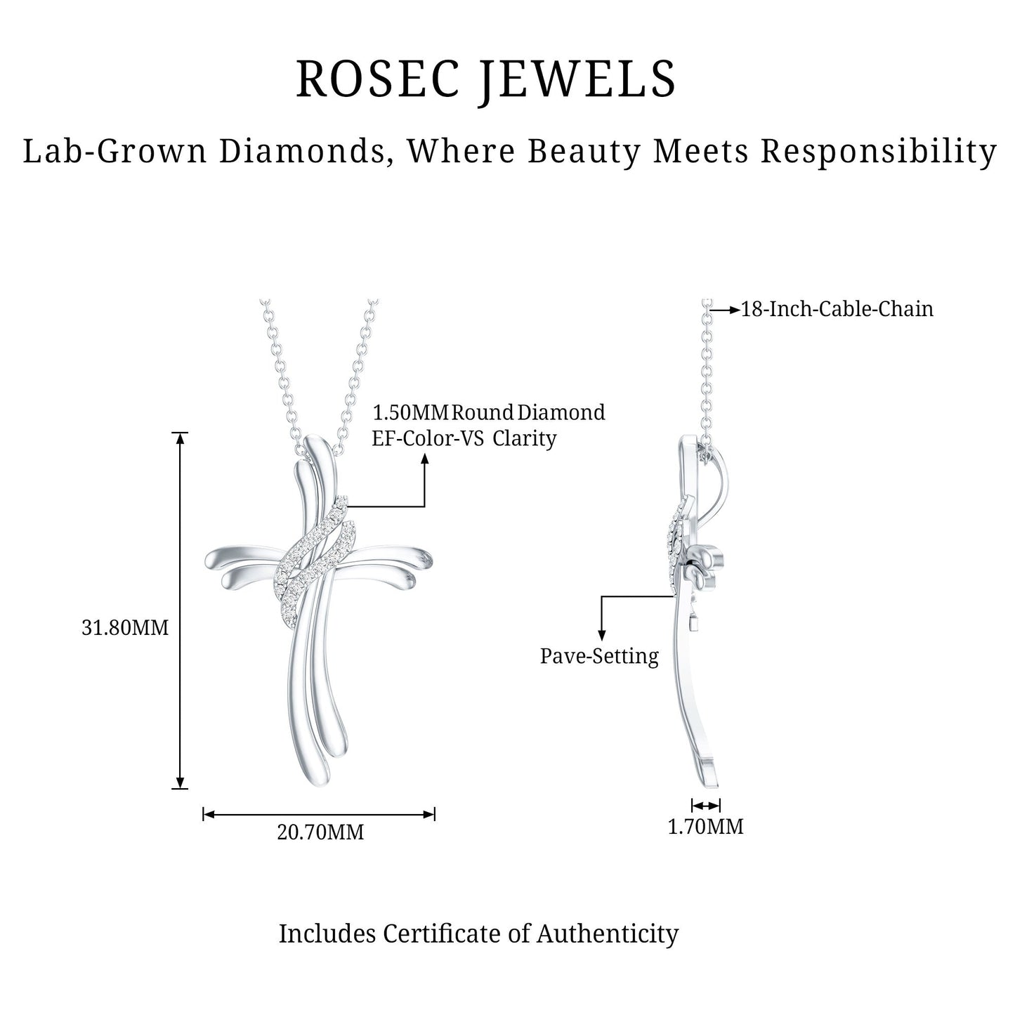 Lab Grown Diamond Designer Catholic Cross Necklace