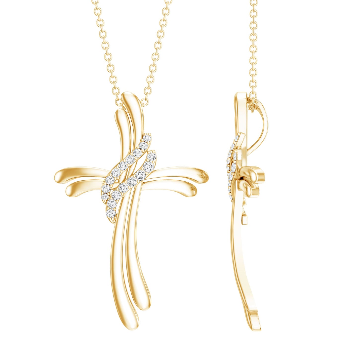 Lab Grown Diamond Designer Catholic Cross Necklace