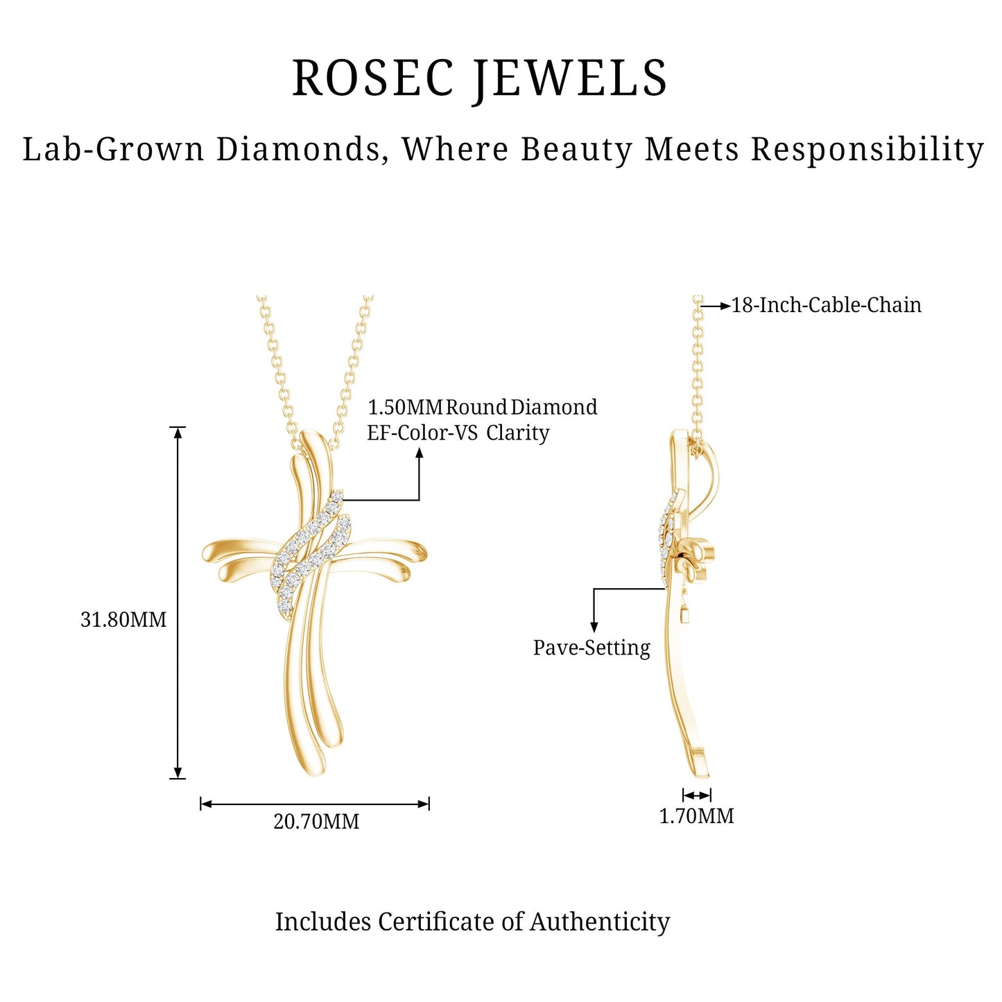 Lab Grown Diamond Designer Catholic Cross Necklace
