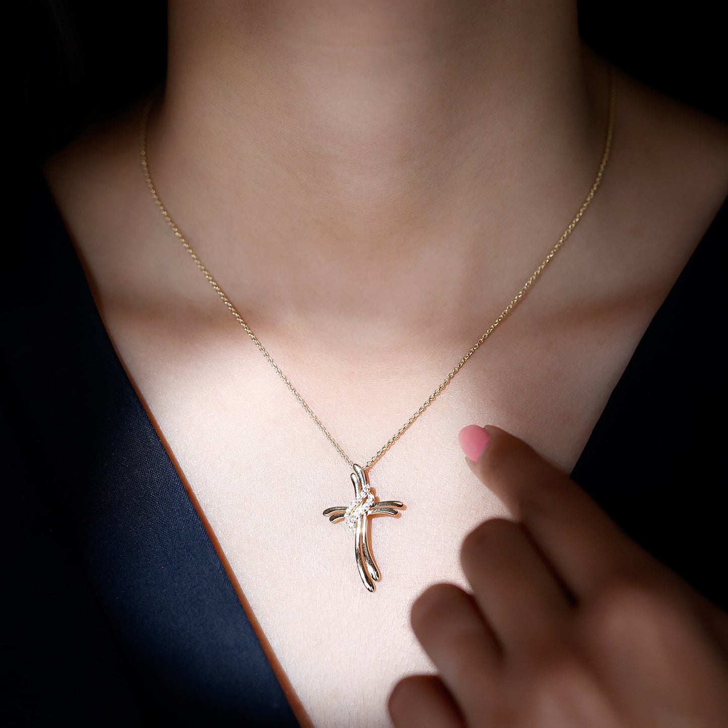 Lab Grown Diamond Designer Catholic Cross Necklace