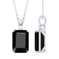 9 Carat Emerald Cut Lab Grown Black Diamond Pendant Necklace In Silver