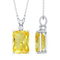 9 Carat Lab Grown Yellow Sapphire Emerald Cut Necklace With Silver Chain
