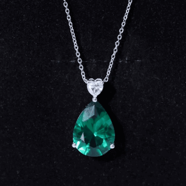 9 Carat Lab Grown Emerald Statement Necklace with Chain