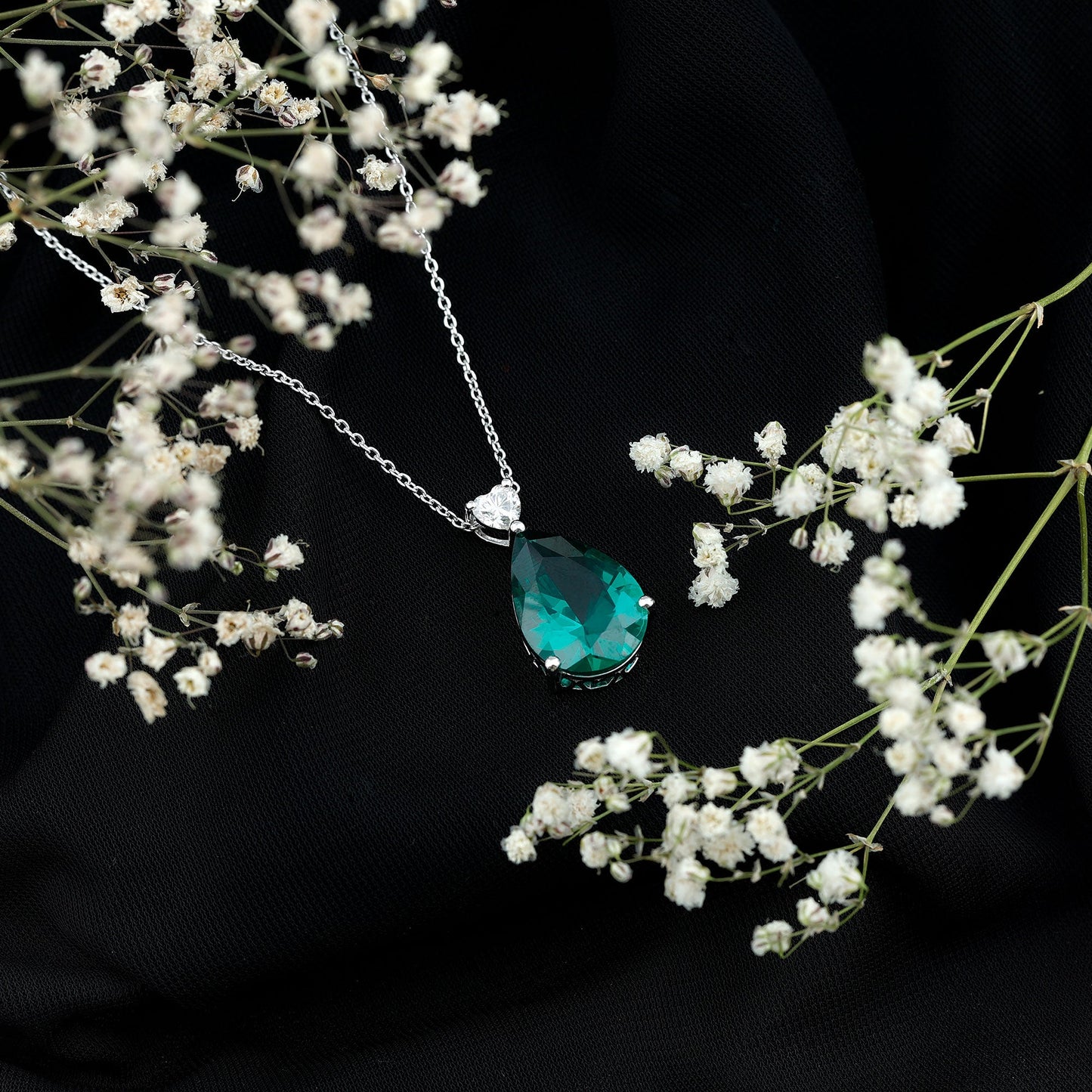 9 Carat Lab Grown Emerald Statement Necklace with Chain