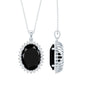Certified 14 Carat Oval Lab Grown Black Diamond Cocktail Necklace With Silver Chain