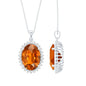 14 Carat Lab Grown Orange Sapphire Statement Necklace With Silver Chain