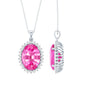 Certified 14 Carat Lab Pink Sapphire Elegant Bridal Necklace With Silver Chain