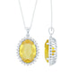 Certified 14 Carat Lab Grown Yellow Sapphire Cocktail Necklace With Silver Chain