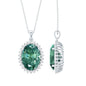 14 Carat Lab Grown Green Sapphire Statement Necklace with Silver Chain