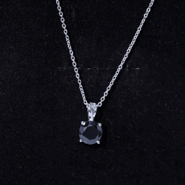 Certified 2 Carat Lab Created Black Diamond Solitaire Pendant Necklace