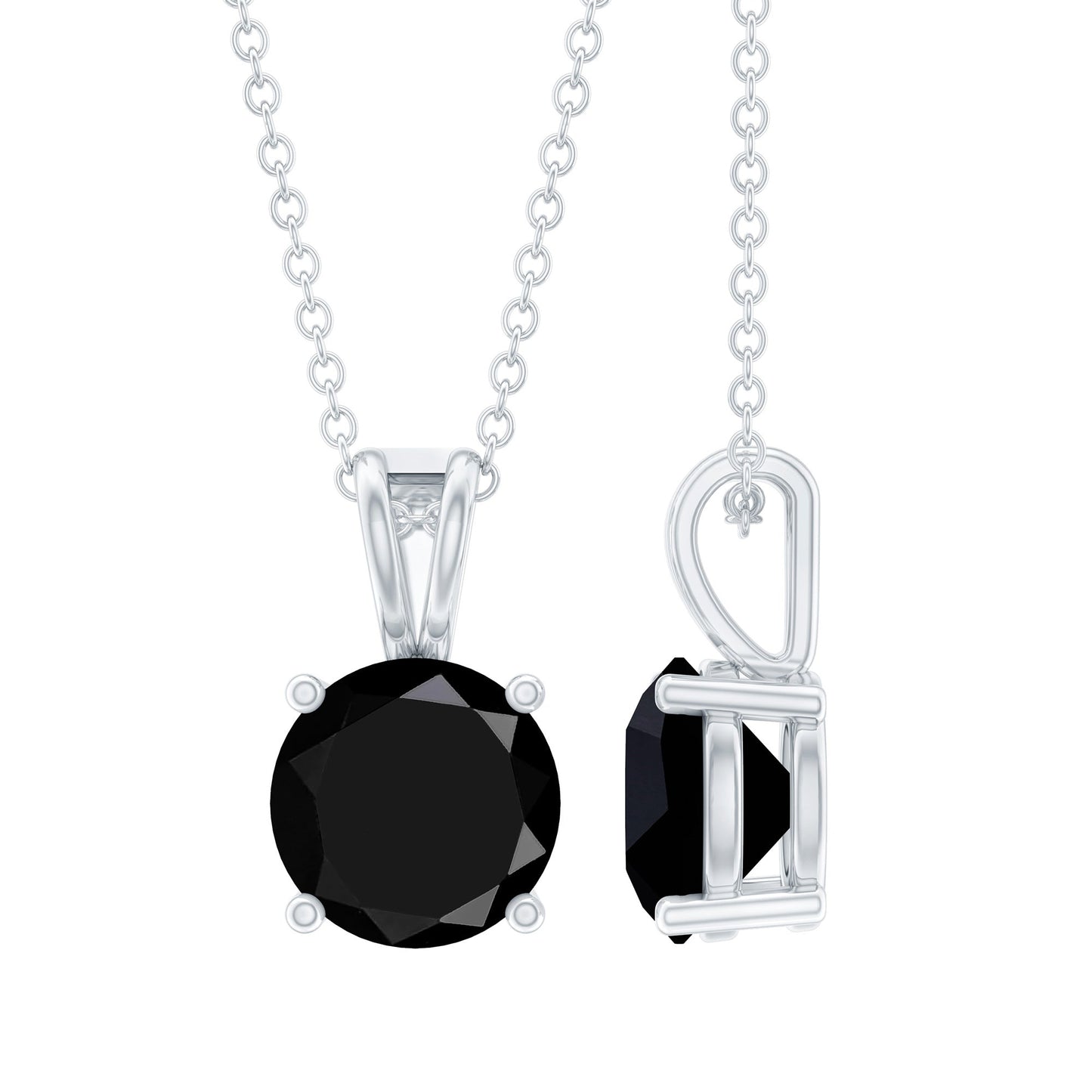 Certified 2 Carat Lab Created Black Diamond Solitaire Pendant Necklace
