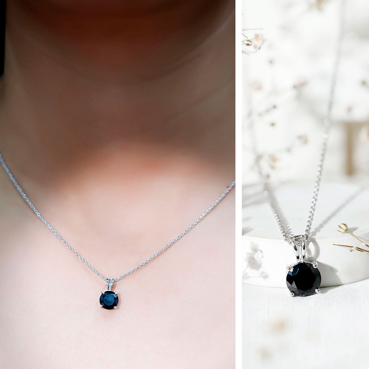 Certified 2 Carat Lab Created Black Diamond Solitaire Pendant Necklace