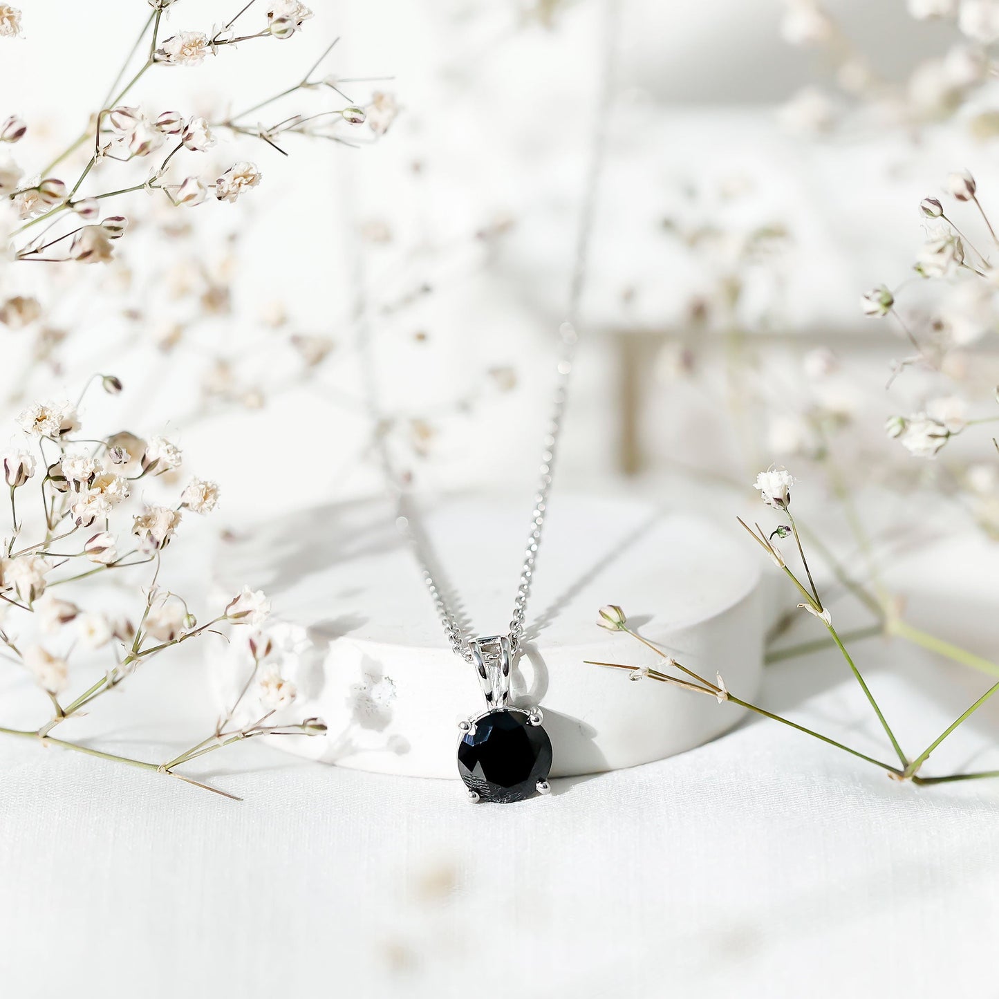 Certified 2 Carat Lab Created Black Diamond Solitaire Pendant Necklace