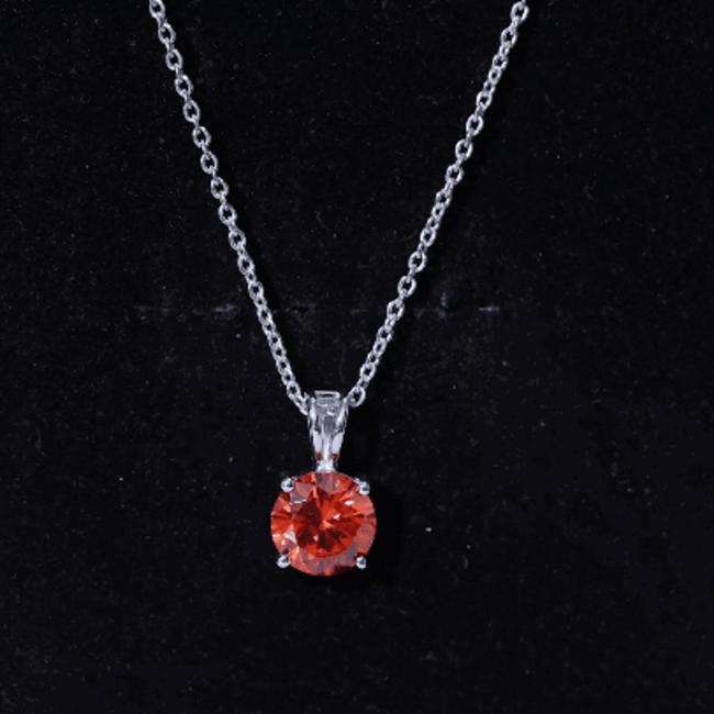 Lab Grown Orange Sapphire 2.25 Carat Necklace With Silver Chain