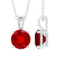 2 Carat Lab Grown Ruby Solitaire Pendant Necklace With Silver Chain