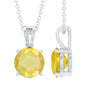 2 Carat Lab Grown Yellow Sapphire Solitaire Necklace with Silver Chain