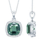9 Carat Cushion Cut Lab Grown Green Sapphire Statement Necklace With Silver Chain
