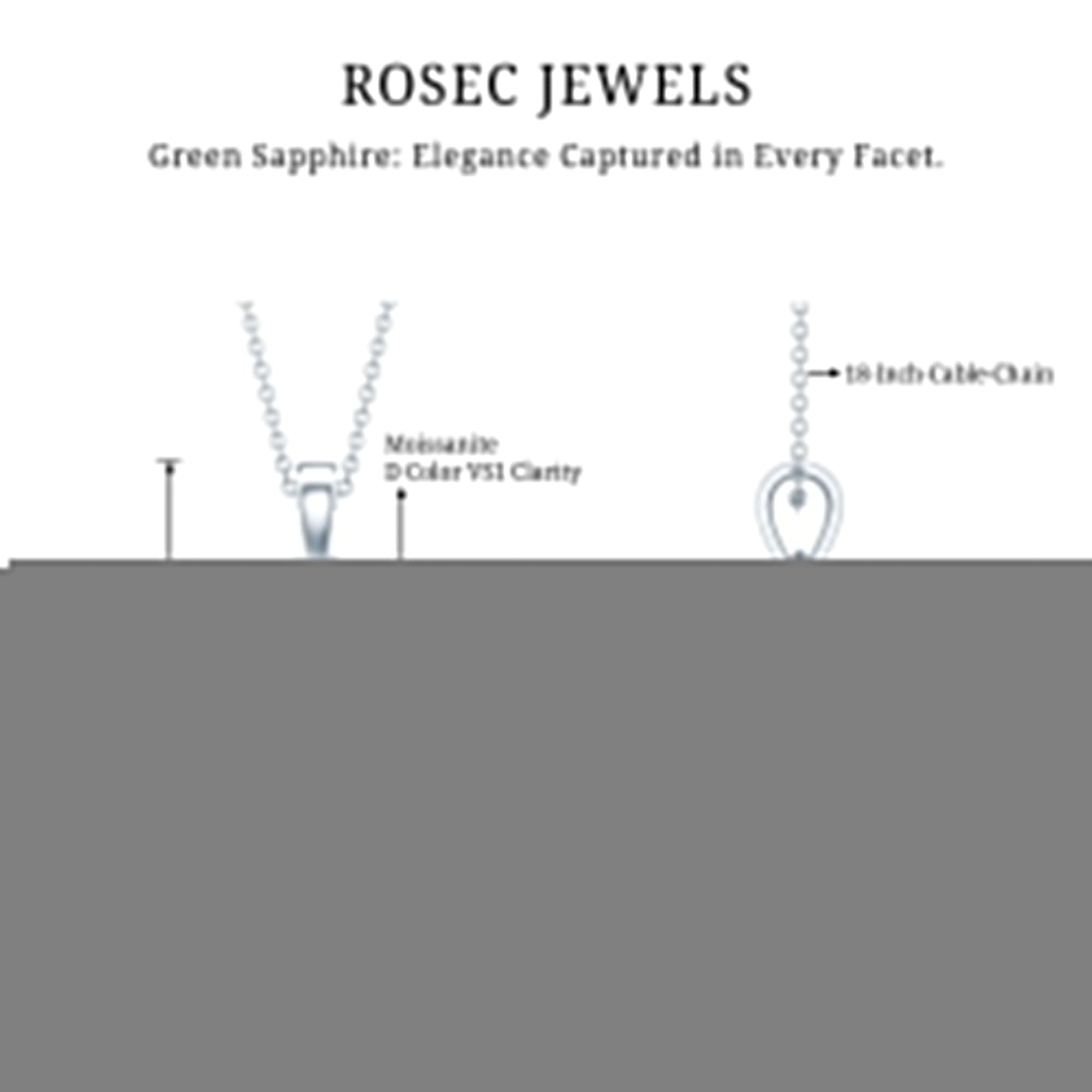 9 Carat Cushion Cut Lab Grown Green Sapphire Statement Necklace With Silver Chain