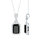 Vintage Style 9 Carat Lab Grown Black Diamond Emerald Cut Necklace With Moissanite Halo