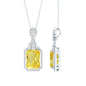 Certified 9 Carat Lab Grown Yellow Sapphire Art Deco Necklace with Moissanite