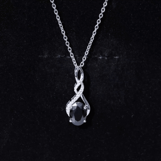 1.9 Carat Lab Grown Black Diamond Infinity Pendant Necklace with Silver Chain