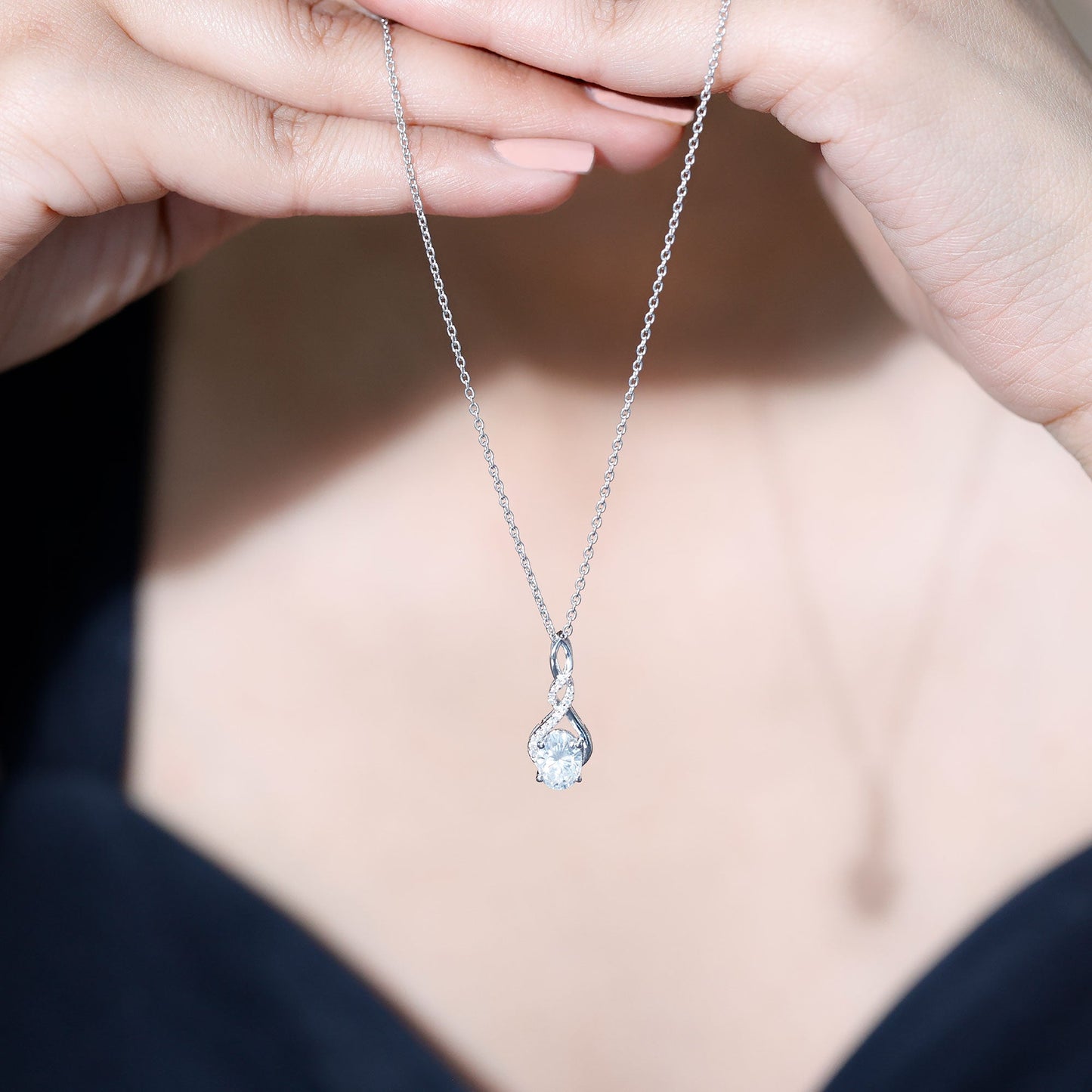 1.25 Carat Moissanite Infinity Necklace in Sterling Silver