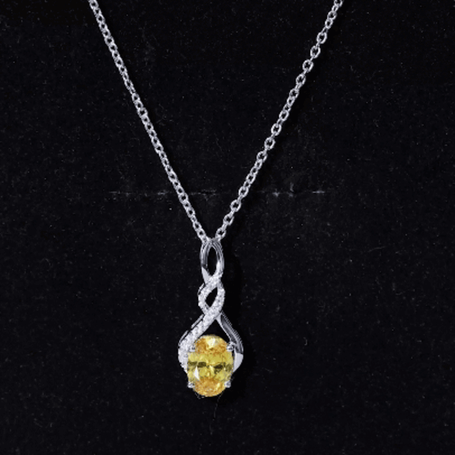 1.5 Carat Lab Grown Yellow Sapphire Silver Infinity Necklace With Silver Chain