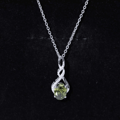 1.5 Carat Lab Grown Green Sapphire Infinity Necklace With Silver Chain