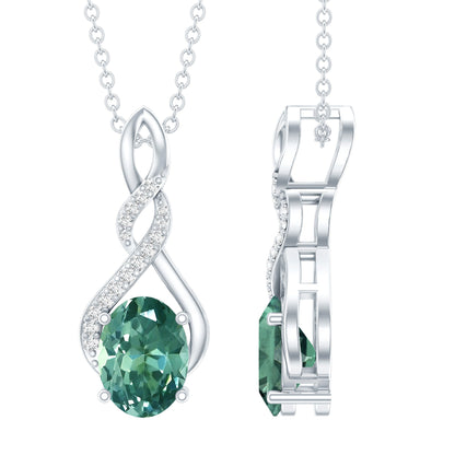 1.5 Carat Lab Grown Green Sapphire Infinity Necklace With Silver Chain