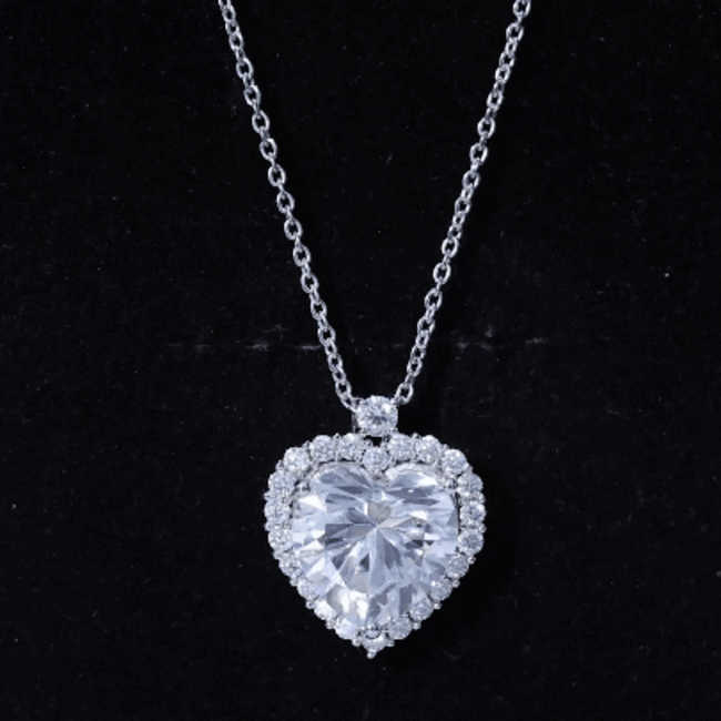 Certified 5.5 Carat Moissanite Heart Necklace with Silver Chain