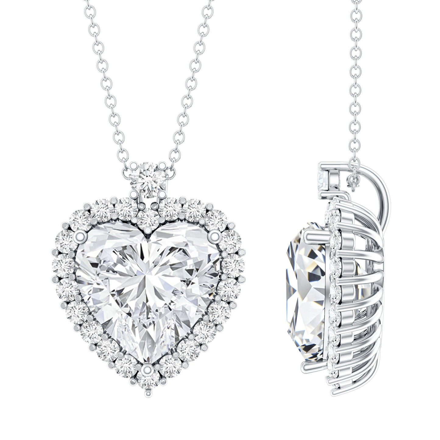 Certified 5.5 Carat Moissanite Heart Necklace with Silver Chain
