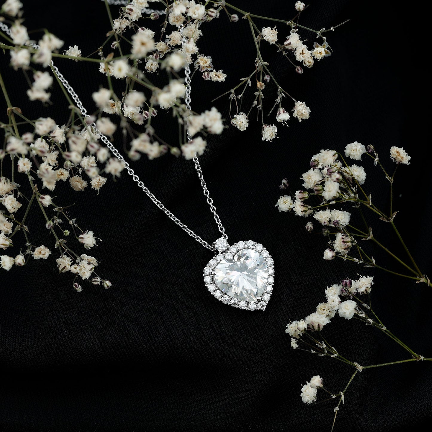 Certified 5.5 Carat Moissanite Heart Necklace with Silver Chain