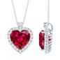 Certified Lab Grown Ruby Heart Necklace with Moissanite Halo
