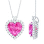 5.5 Carat Lab Grown Pink Sapphire Heart Necklace with Halo