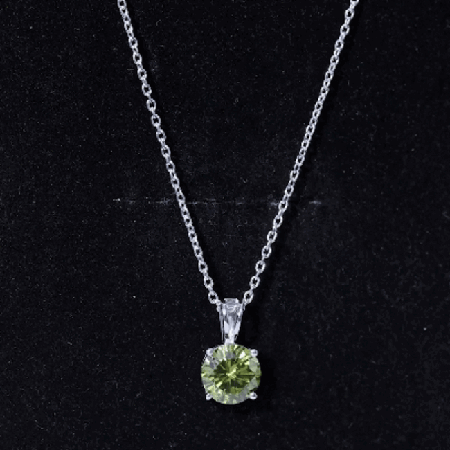 Certified 2.25 Carat Lab Grown Green Sapphire Solitaire Locket with Silver Chain