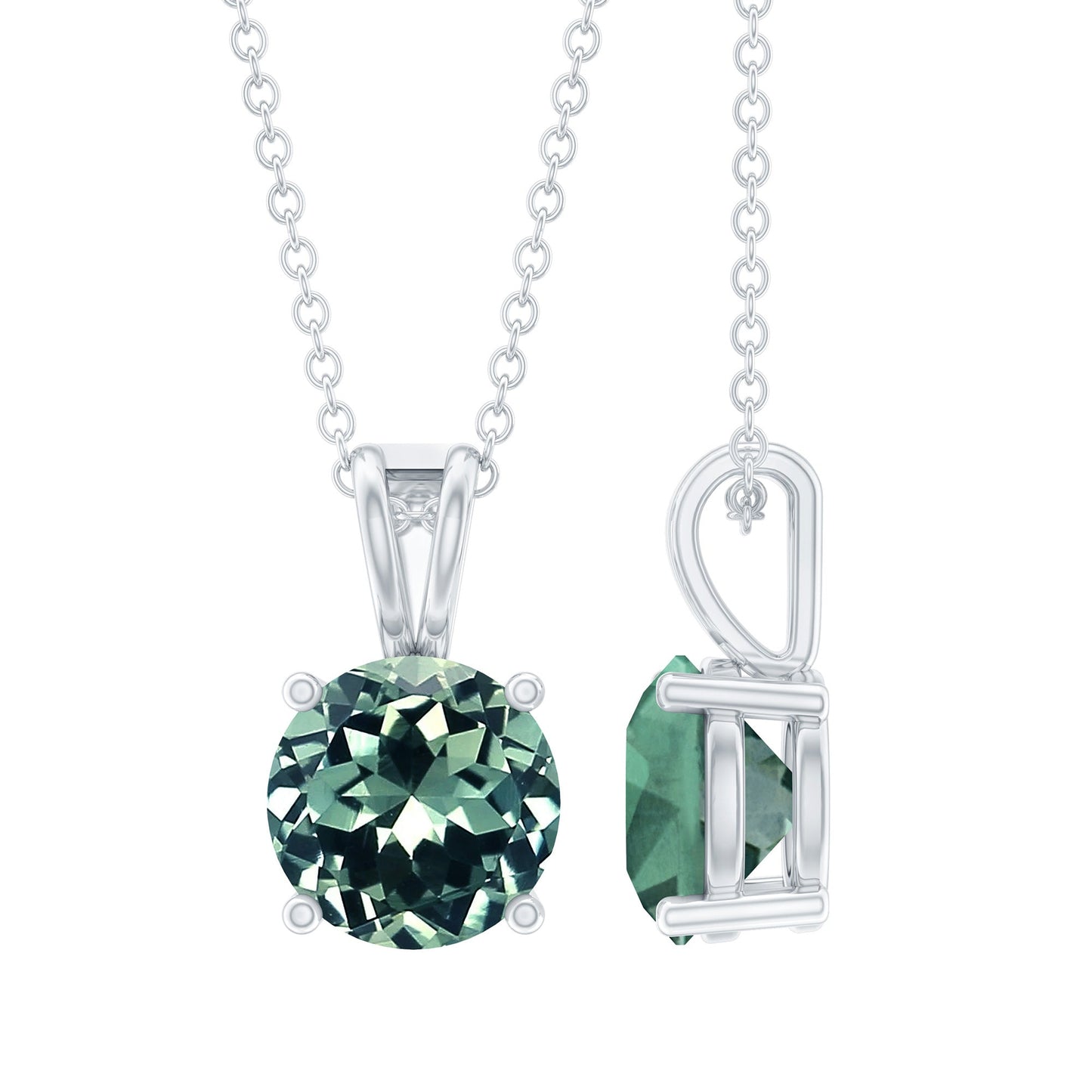 Certified 2.25 Carat Lab Grown Green Sapphire Solitaire Locket with Silver Chain