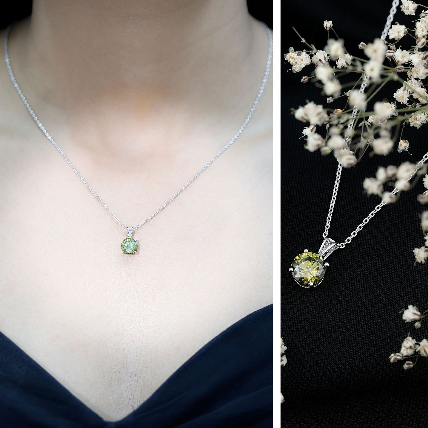 Certified 2.25 Carat Lab Grown Green Sapphire Solitaire Locket with Silver Chain