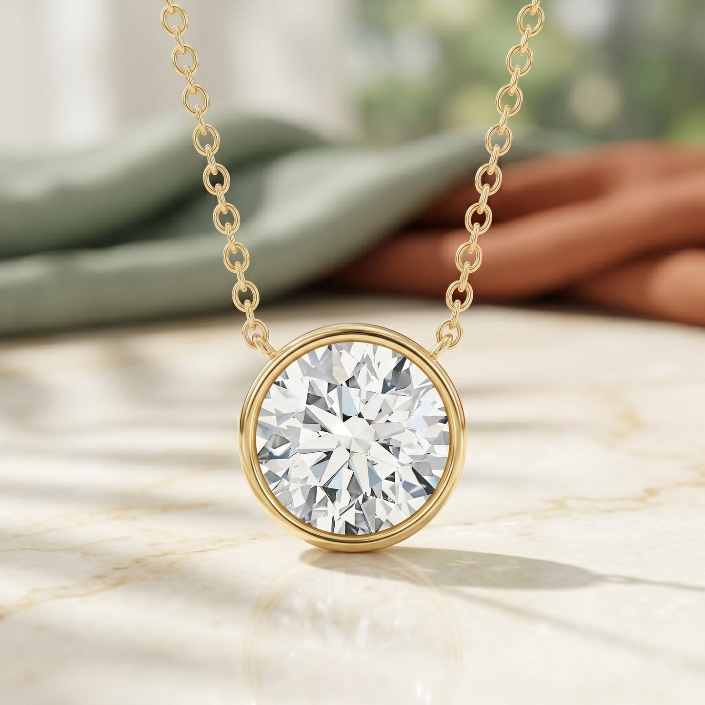 Bezel Set IGI Certified 2 Carat Lab Grown Diamond Solitaire Necklace