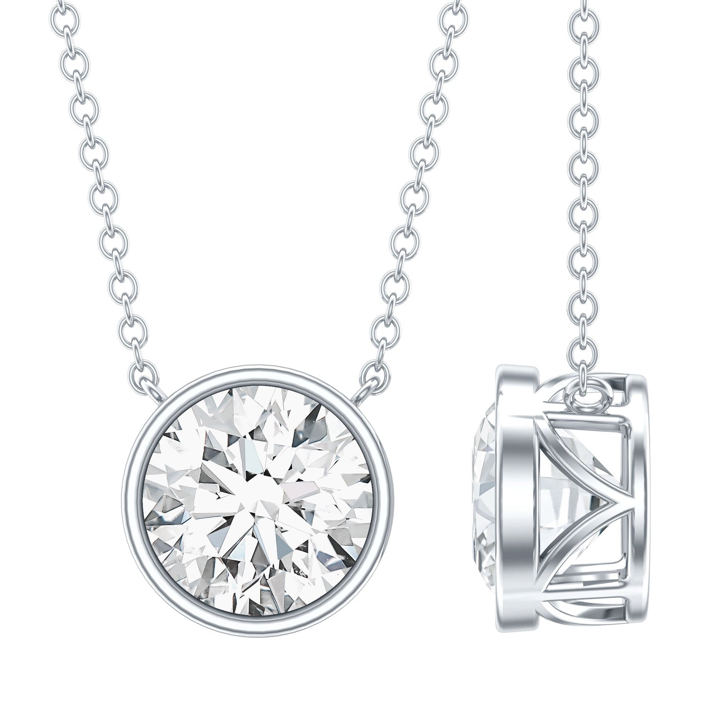 IGI Certified 3 Carat Lab Grown Diamond Solitaire Necklace for Women