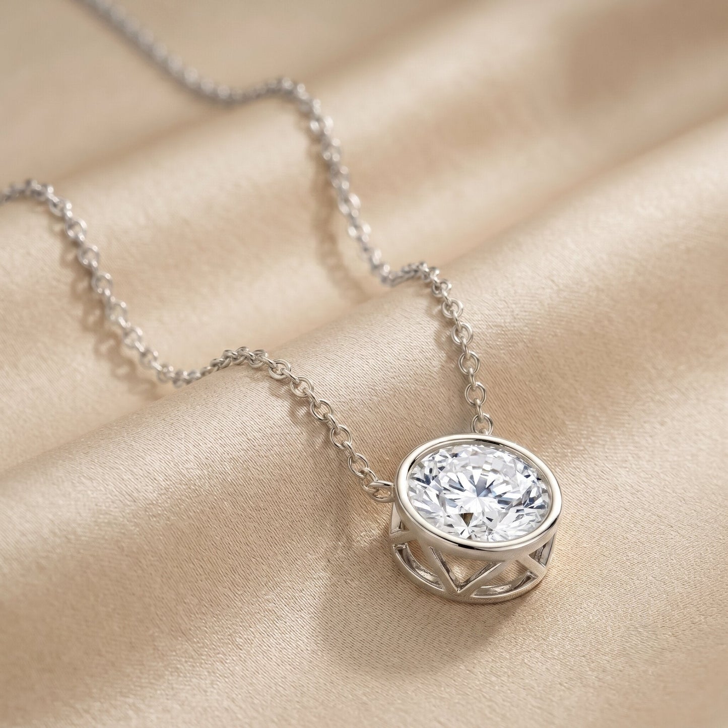 IGI Certified 3 Carat Lab Grown Diamond Solitaire Necklace for Women