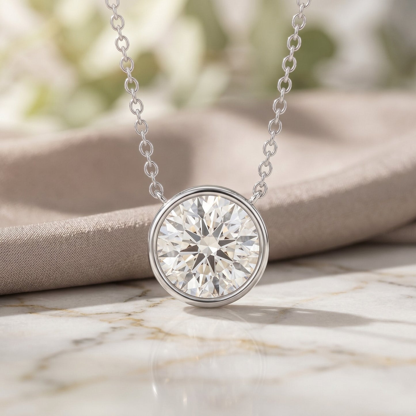 IGI Certified 3 Carat Lab Grown Diamond Solitaire Necklace for Women