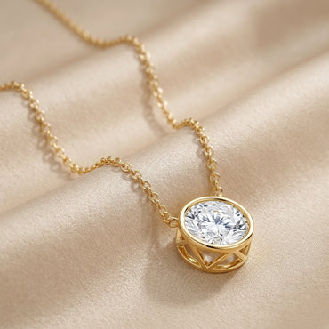 IGI Certified 3 Carat Lab Grown Diamond Solitaire Necklace for Women